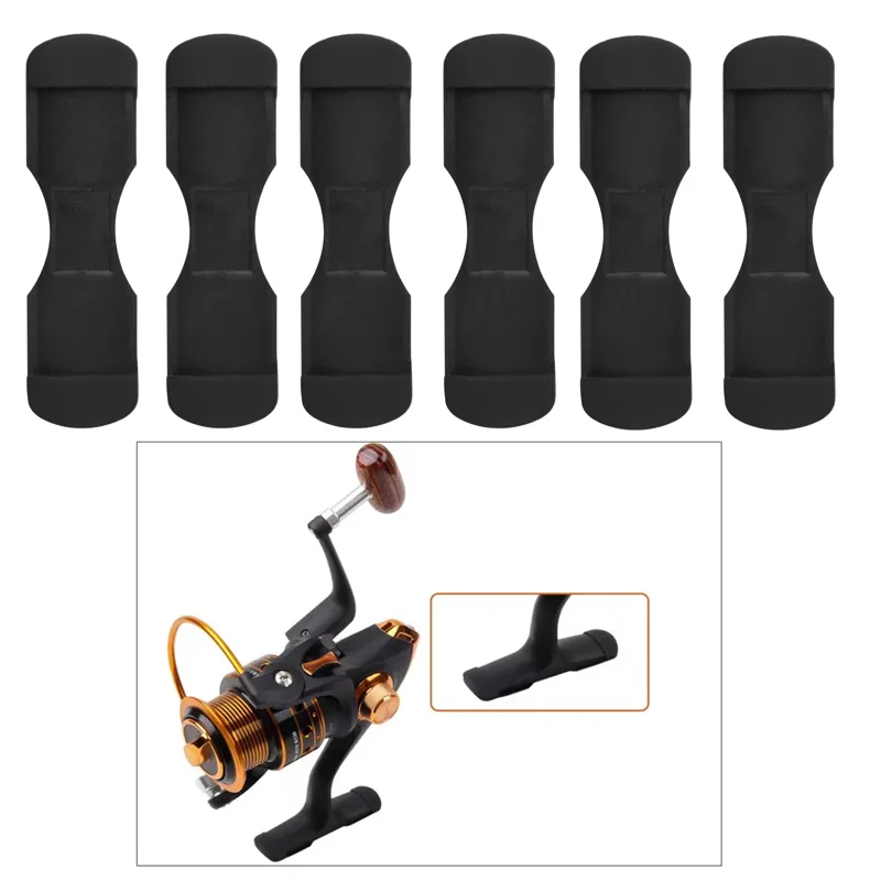 Trolling Reel - 6 ชิ้นยางสีดําตกปลา Reel ฐานแผ่นป้องกัน Pad ยืดหยุ่น