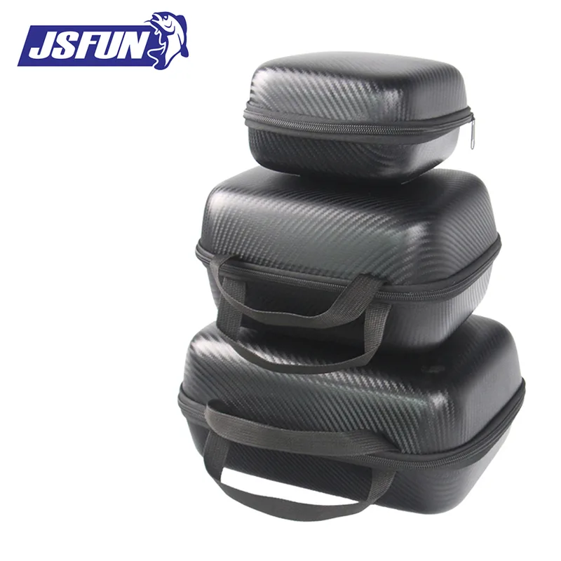 Spincast Reel - JSFUN กระเป๋าใส่รอกตกปลา S/M/L PU ลายทวิลล์ โฟมกันกระแทก