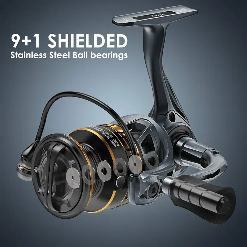 Spinning Reel - รอกสปินนิ่ง, 9+1 BB รอกตกปลาที่เรียบลื่นอย่างเหลือเชื่อ, รอกสปินนิ่งน้ำหนักเบาพิเศษจากคาร์บอนไฟเบอร์, แกนหลักสแตนเลส,
