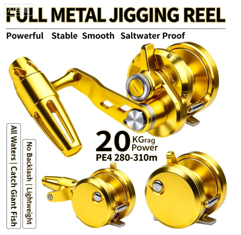 Ice Fishing Reel - KJG400 รอกตกปลาแบบโลหะเต็มรูปแบบ สำหรับการตกปลาแบบสโลว์พิทช์จิ๊กกิ้งและทรอลลิ่งในน้ำเค็ม สามารถสลับใช้งานซ้าย-ขวาได้ อุปกรณ์ตกปลา