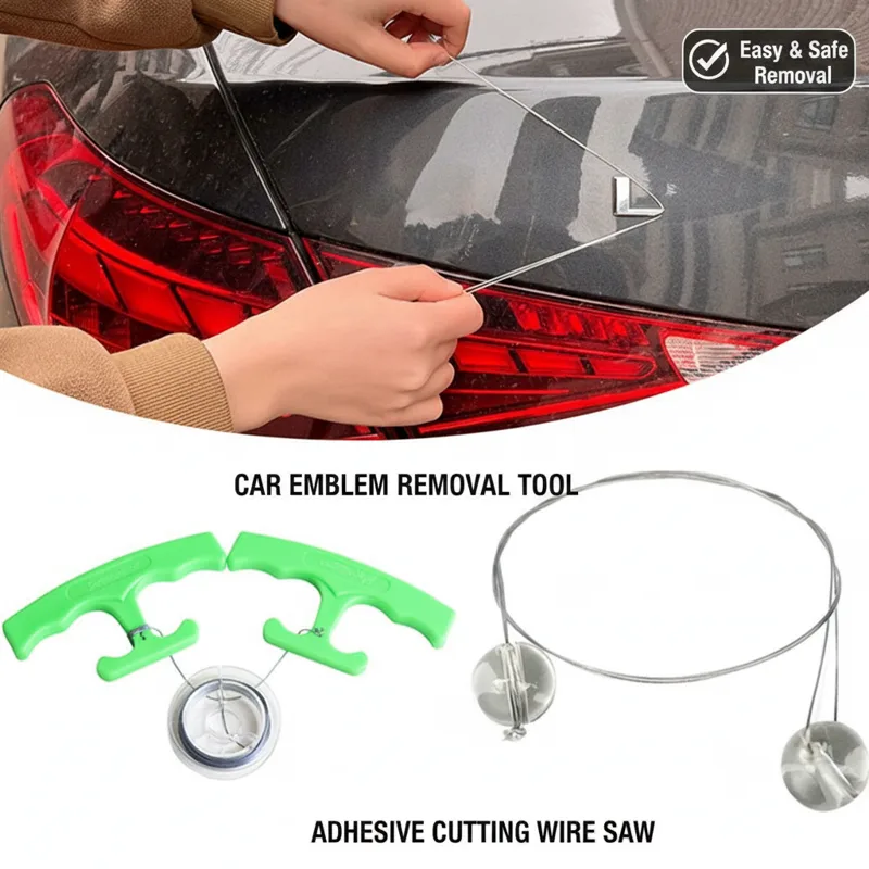 Baitcasting Reel - ชุดเครื่องมือถอดตราสัญลักษณ์รถยนต์ ชุดอุปกรณ์ถอดตราสัญลักษณ์รถยนต์แบบมืออาชีพ พร้อมสายเอ็นและด้ามจับ เครื่องมือถอดสติกเกอร์โลโก้สำหรับรถยนต์
